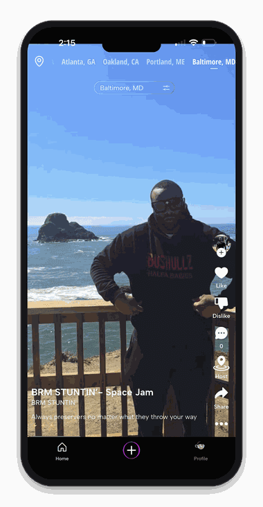 The Songcry feed showing a song rising in Baltimore